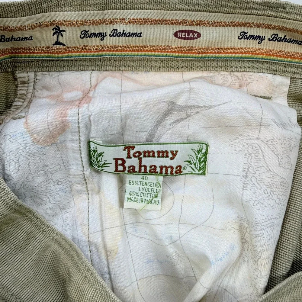 Tommy Bahama Relax Mens Khaki Tan Tencel Cotton Ribbed Shorts Size 40